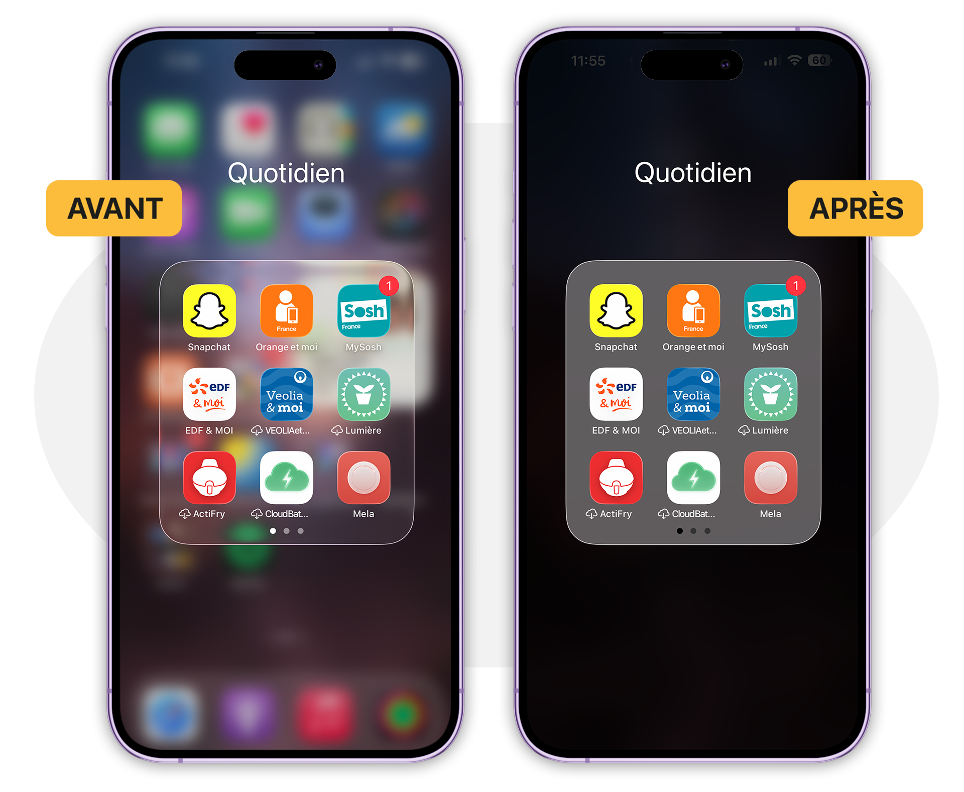 Liquid Glass • Comment atténuer les effets de transparence sous macOS 26 et iOS 26