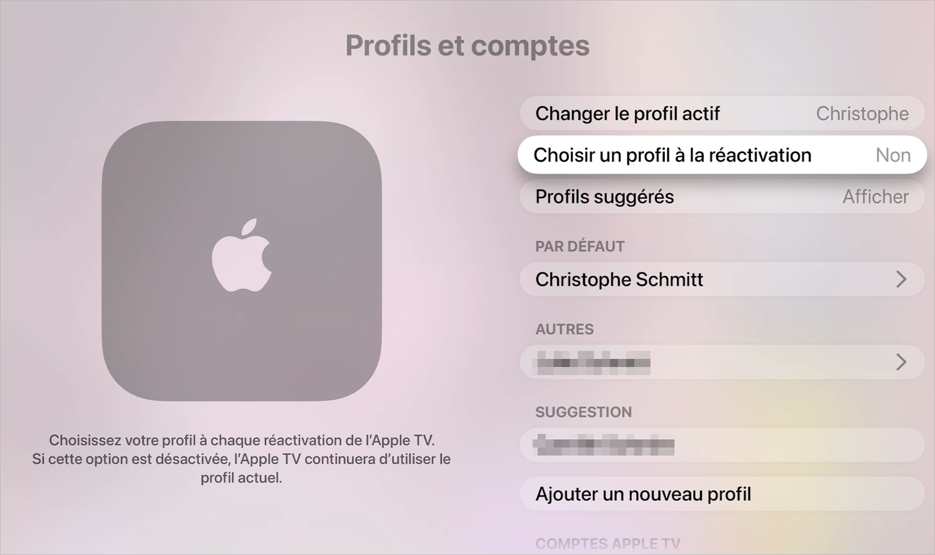 tvOS • Comment empêcher l’affichage de la sélection de profils sur l’Apple TV ?