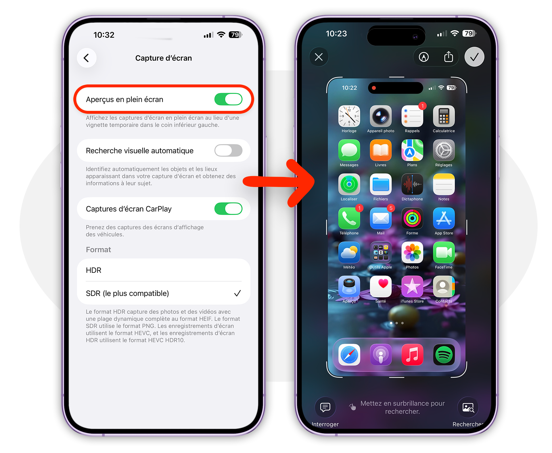 iOS 26 • Affichez immédiatement une capture d’écran sans passer par sa vignette