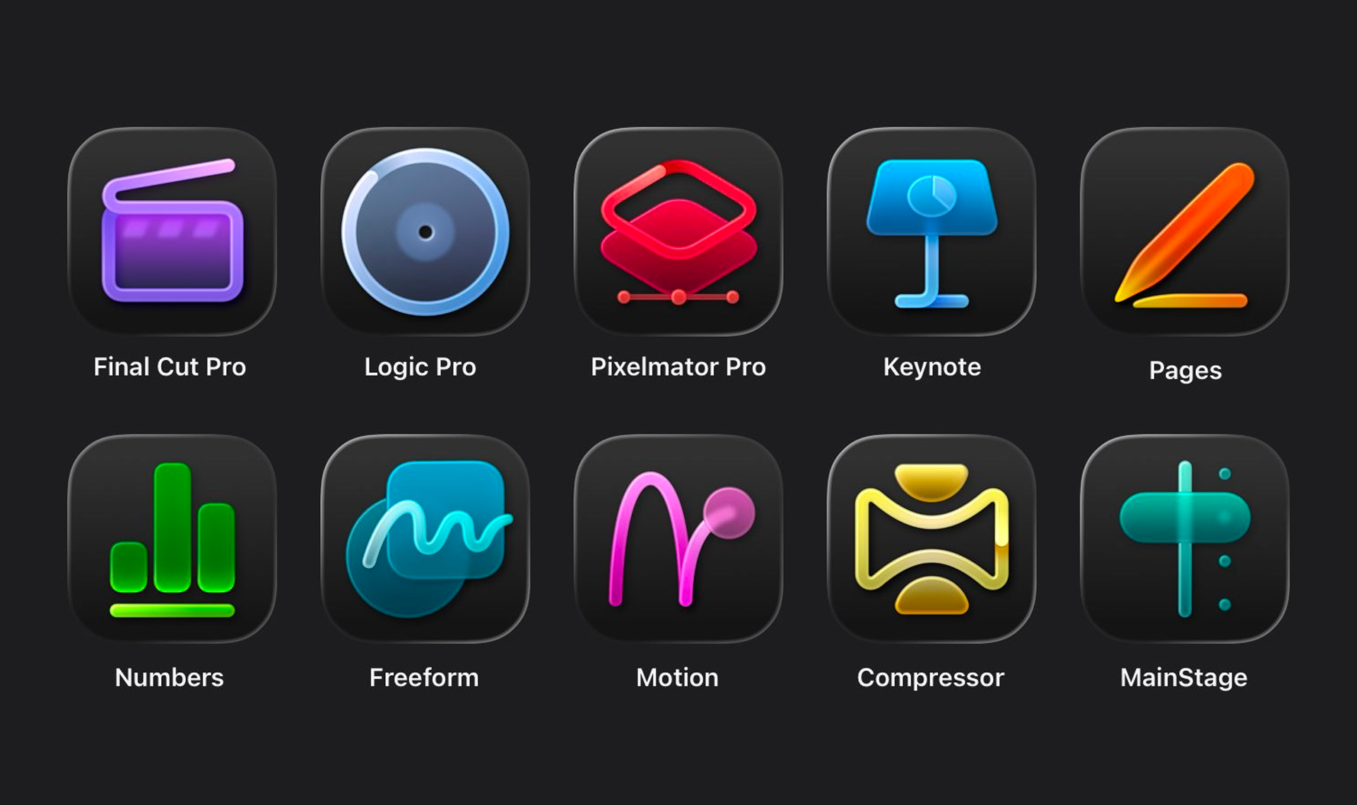 …les icônes harmonisées d’Apple Creator Studio.