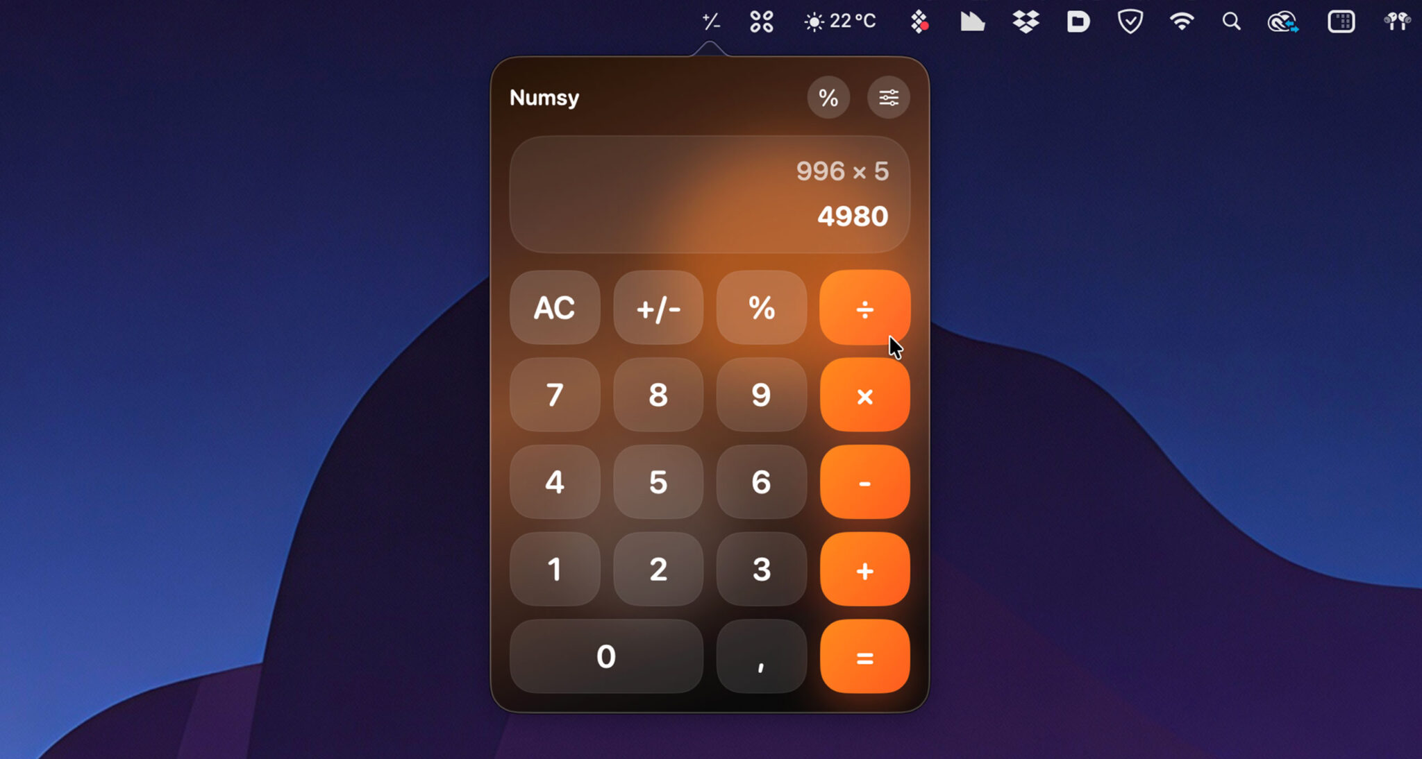 macOS • Calculez plus rapidement depuis la barre des menus avec Numsy