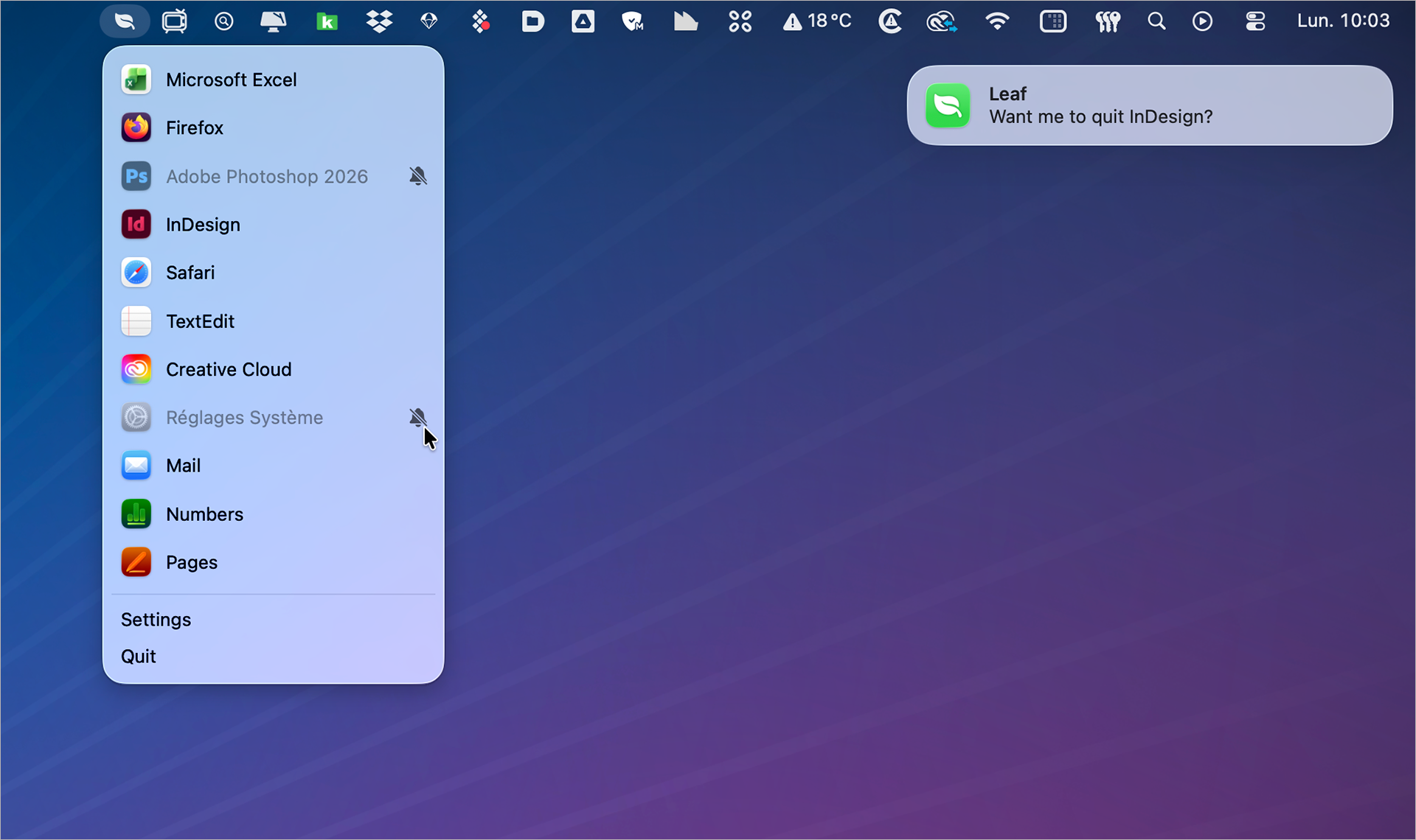 macOS • Quittez les applications ouvertes non utilisées après une durée choisie
