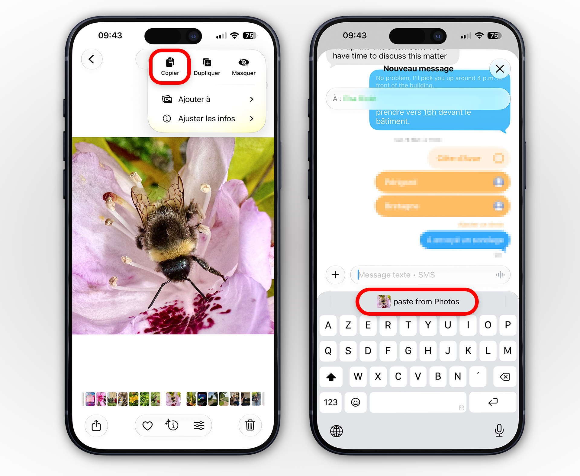 iOS 27 • Le clavier de l’iPhone suggère à présent le copier-coller depuis une autre app