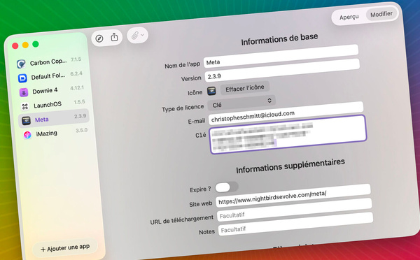macOS •  Licence Store, une application pour gérer les licences de vos logiciels